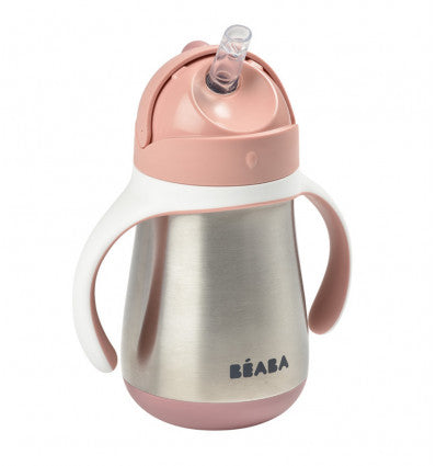 Béaba Stainless Steel Drinking Cup with Straw 250ml | Pink