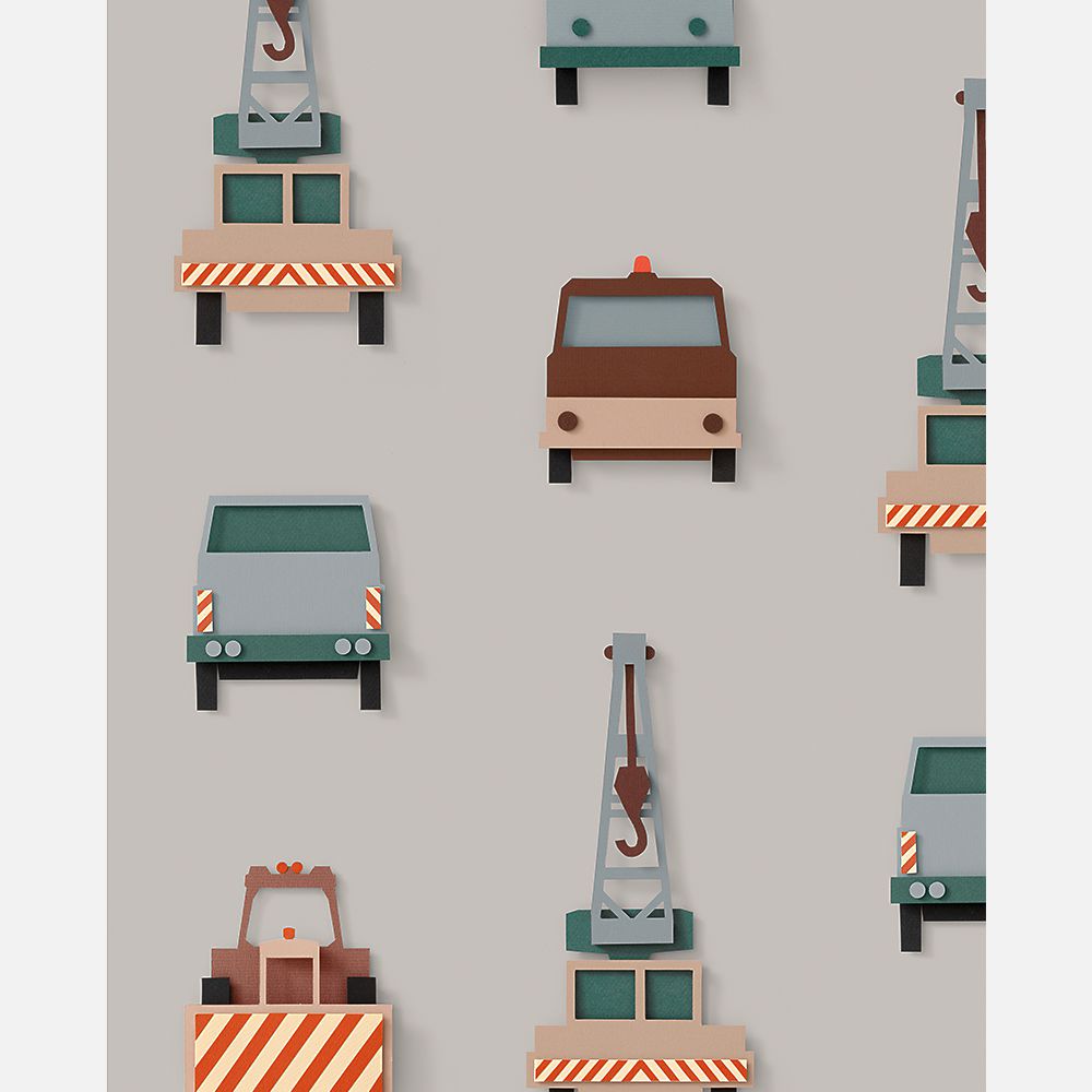 Studio Ditte Wallpaper | Crane truck Light Grey