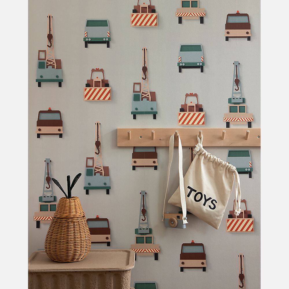 Studio Ditte Wallpaper | Crane truck Light Grey