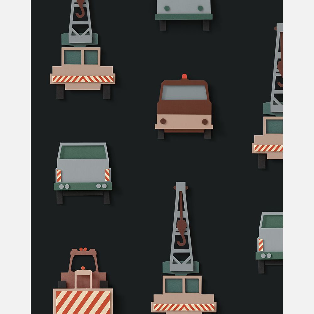 Studio Ditte Wallpaper | Crane truck Dark