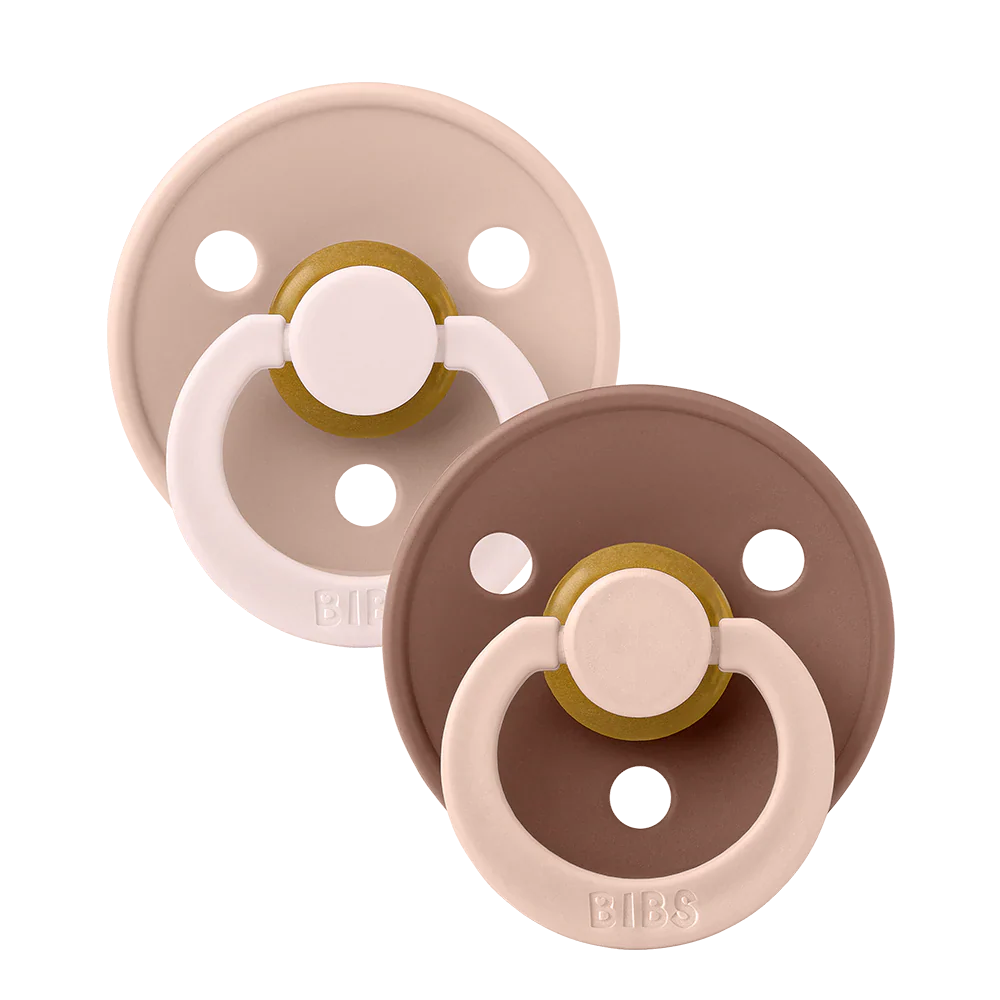 Bibs Pacifier Size 3 Latex Round Studio 2 Pack | Fusion Bluhs/Woodchuck