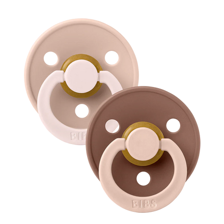 Bibs Pacifier Size 3 Latex Round Studio 2 Pack | Fusion Bluhs/Woodchuck