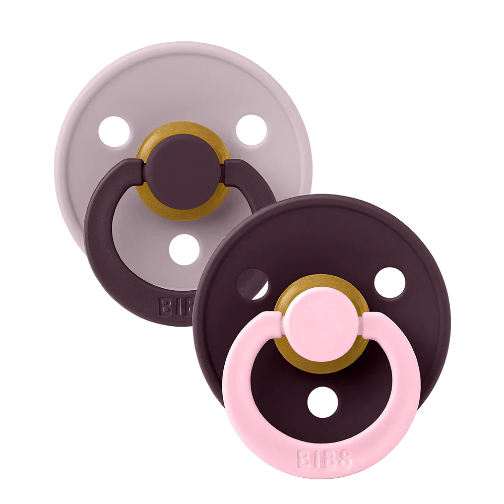 Bibs Pacifier Size 1 Latex Round Studio 2 Pack | Fusion Lilac/Plum