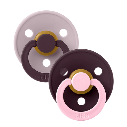 Bibs Pacifier Size 1 Latex Round Studio 2 Pack | Fusion Lilac/Plum