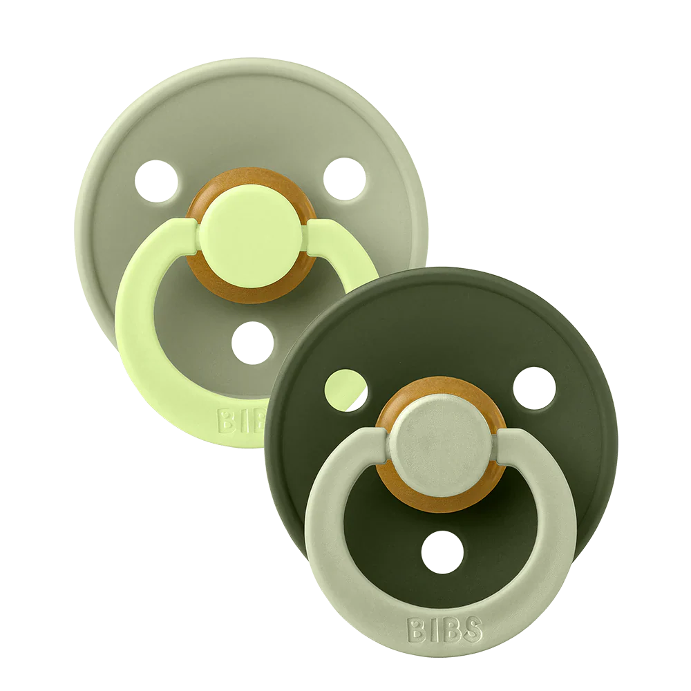 Bibs Pacifier Size 1 Latex Round Studio 2 Pack | Fusion Sage/Hunter Green