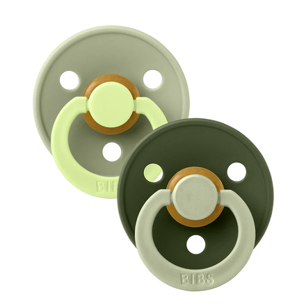 Bibs Pacifier Size 1 Latex Round Studio 2 Pack | Fusion Sage/Hunter Green