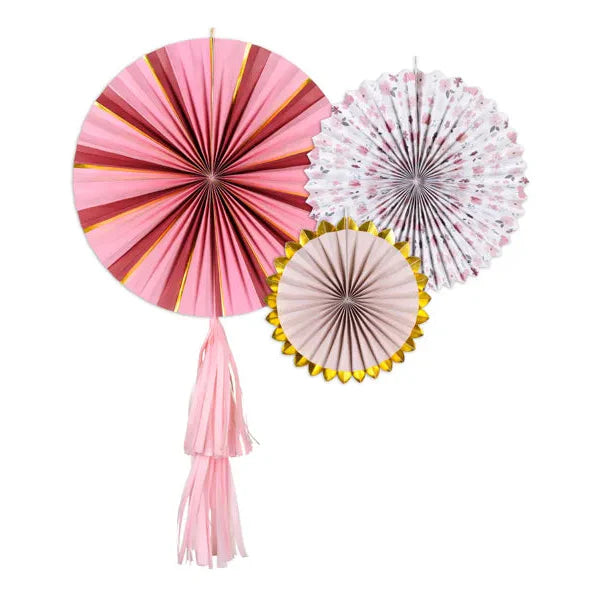Party Deco Paper Fans Rosettes Flowers 3 pcs 26-43cm