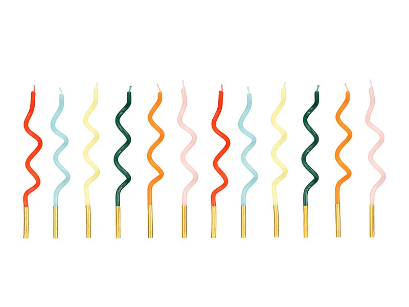 Party Deco Birthday Candles 14cm | 12PCS Curl Rainbow