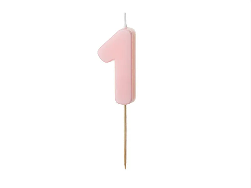 Party Deco Candle Number "1" | Light Pink