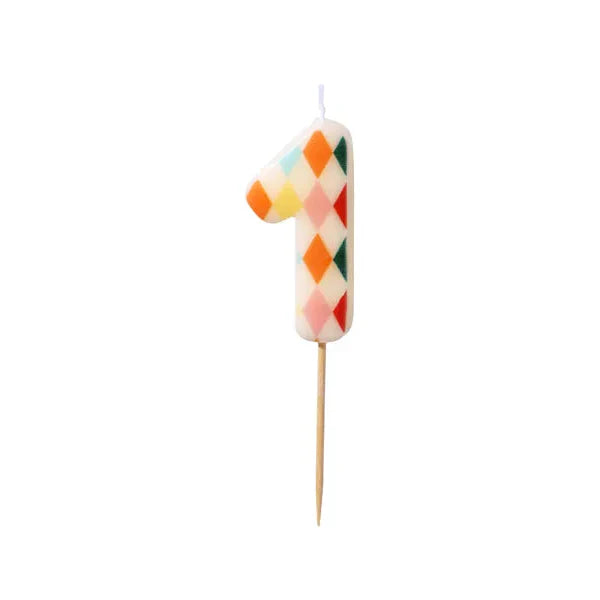 Party Deco Candle Number "1" | Rhombus Mix
