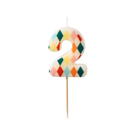 Party Deco Candle Number "2" | Rhombus Mix
