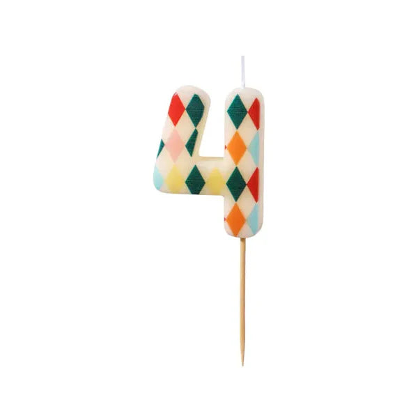 Party Deco Candle Number "4" | Rhombus Mix