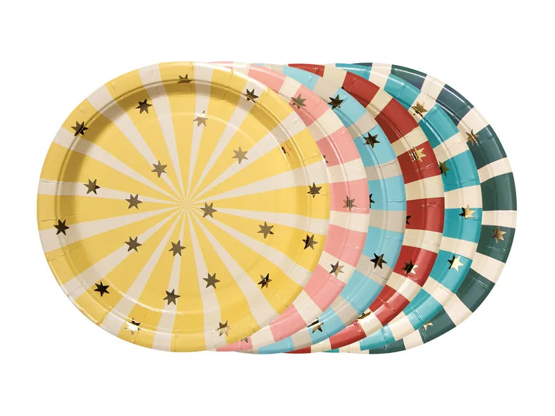 Party Deco Paper Plates 6PCS | Circus Stripes Mix