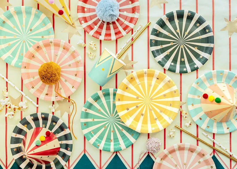 Party Deco Paper Plates 6PCS | Circus Stripes Mix