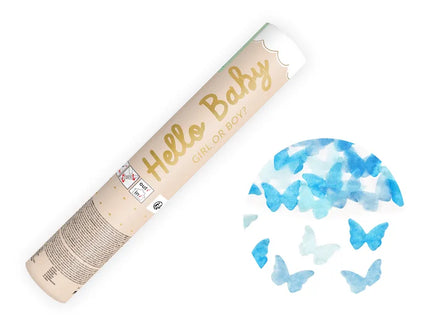 Party Deco Confetti Cannon 20cm | Blue Butterflies