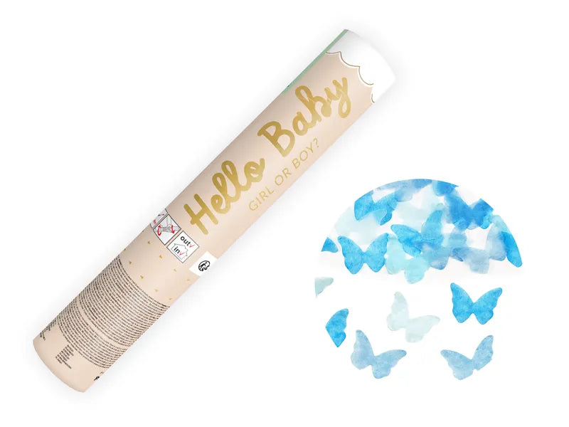 Party Deco Confetti Cannon 20cm | Blue Butterflies