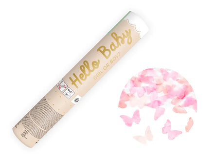 Party Deco Confetti Cannon 20cm | Pink Butterflies