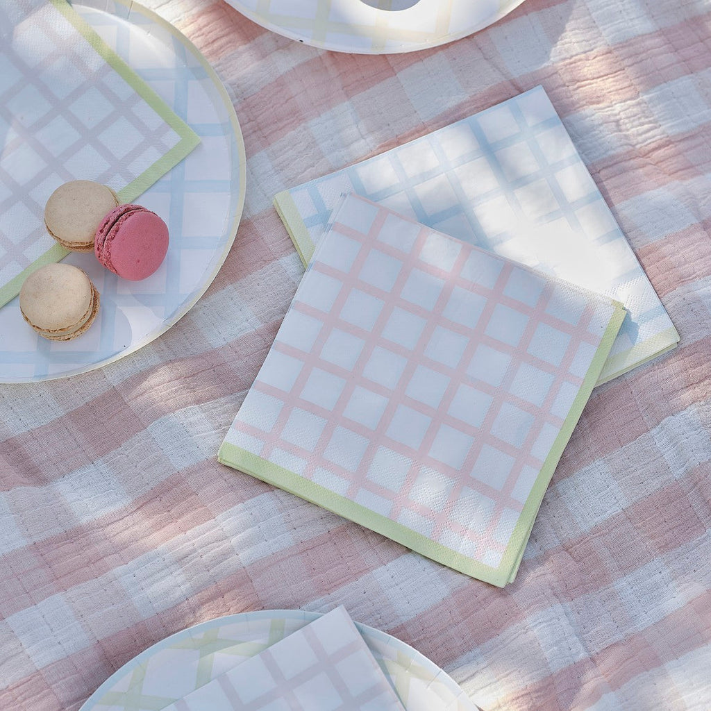 Ginger Ray Napkins - Easter Check Napkins pack of 16