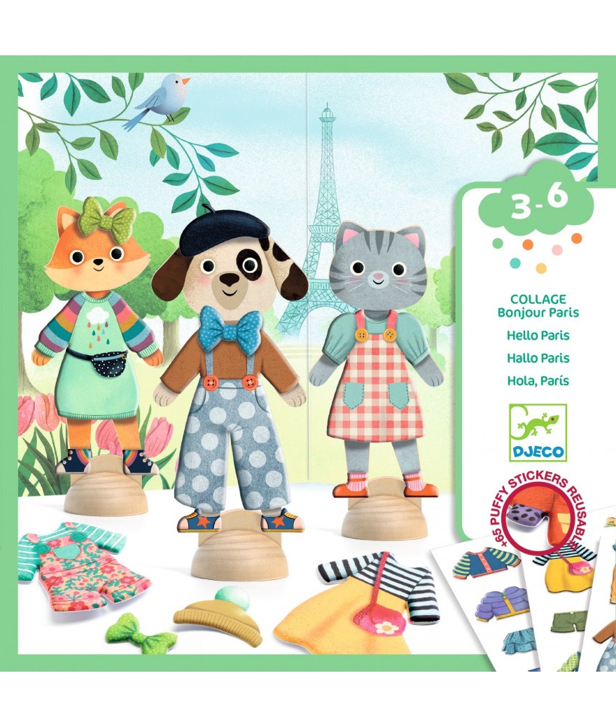 Djeco Collage Set Reusable Stickers | Bonjour Paris