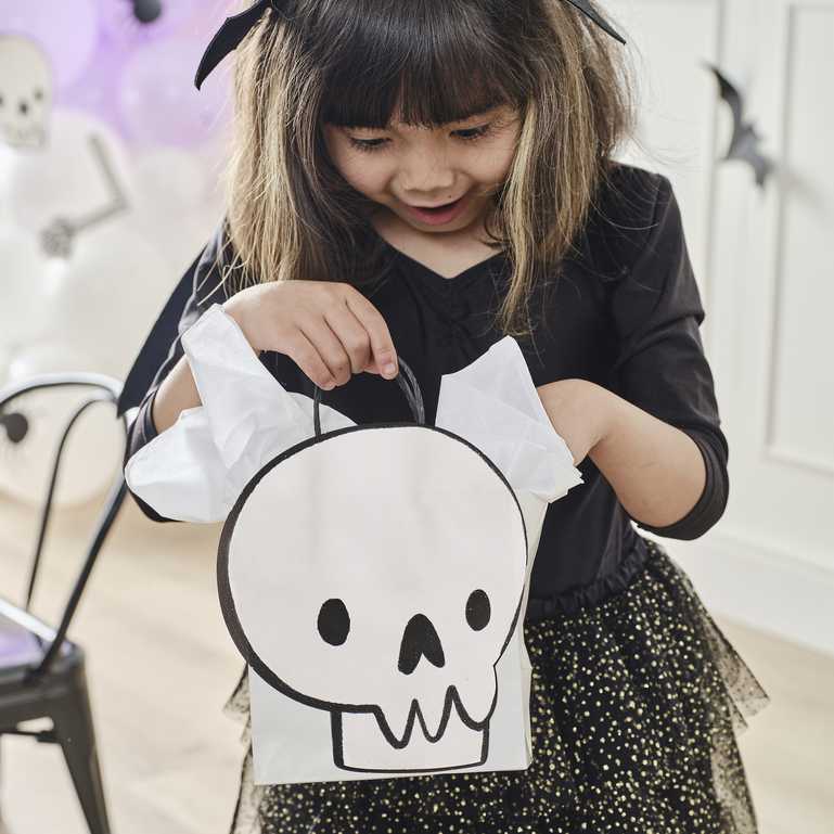 Ginger ray set 5 paper party bags | Halloween Skull