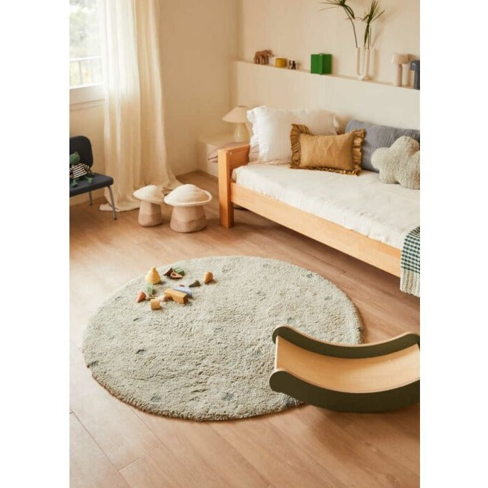 Lorena Canals Machine Washable Carpet Rug Round Ø140cm | Round Dot Blue Sage