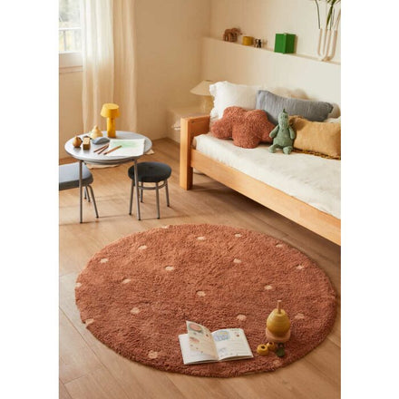 Lorena Canals Machine Washable Carpet Round Back Ø140cm | Round Dot Chestnut