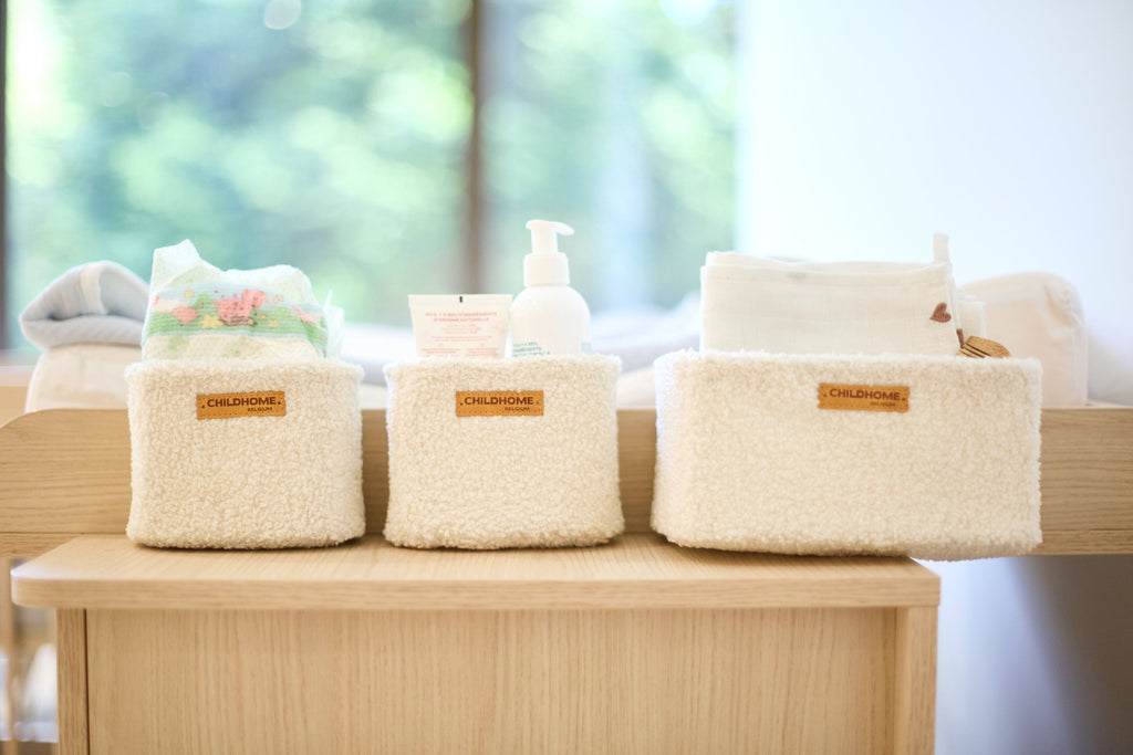 Childhome Set of 3 Hanging Baskets | Teddy Ecru