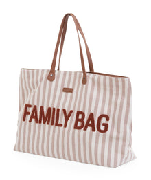 Childhome Weekendtas XL Family Bag | Stripes Nude / Terracotta