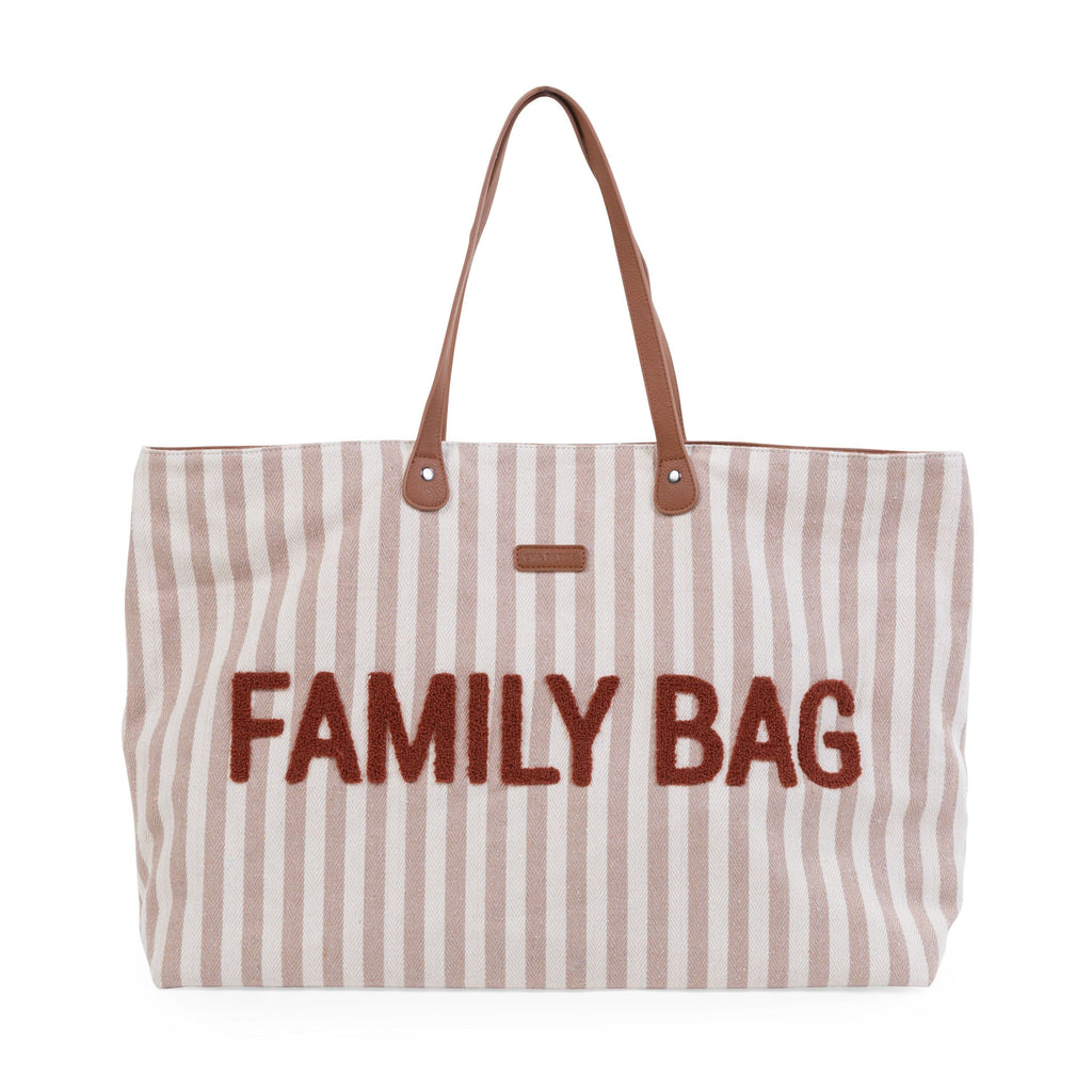 Childhome Weekendtas XL Family Bag | Stripes Nude / Terracotta