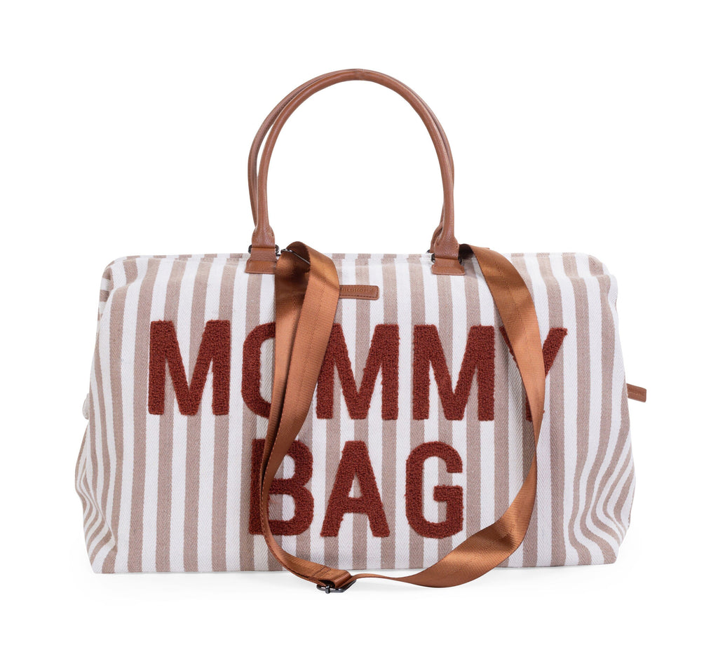 Childhome Weekend Bag Mommy Bag Nursing Bag | Stripes Nude /Terracotta