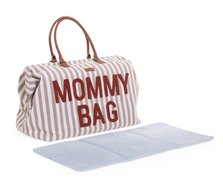 Childhome Weekend Bag Mommy Bag Nursing Bag | Stripes Nude /Terracotta