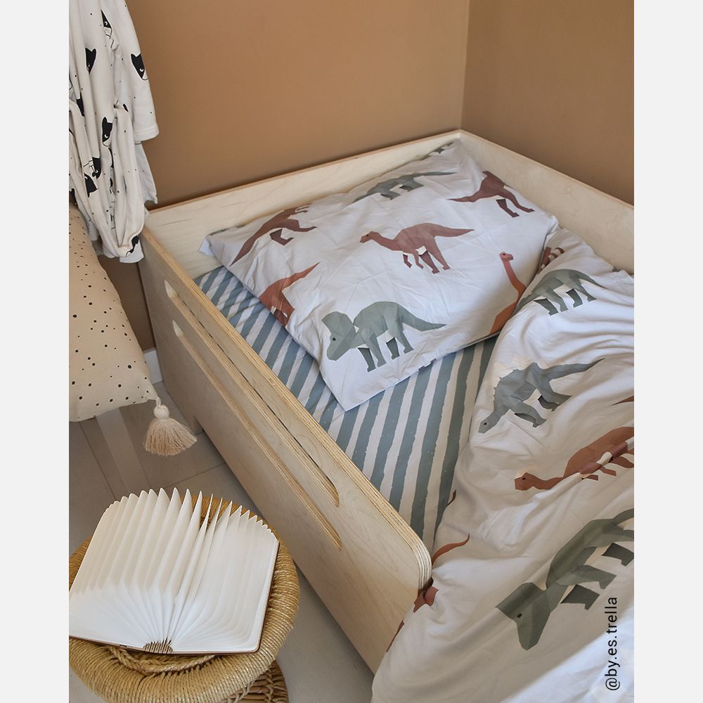 Studio Ditte Duvet Cover 120 x 150 cm With Pillowcase | Dinosaur Light Grey