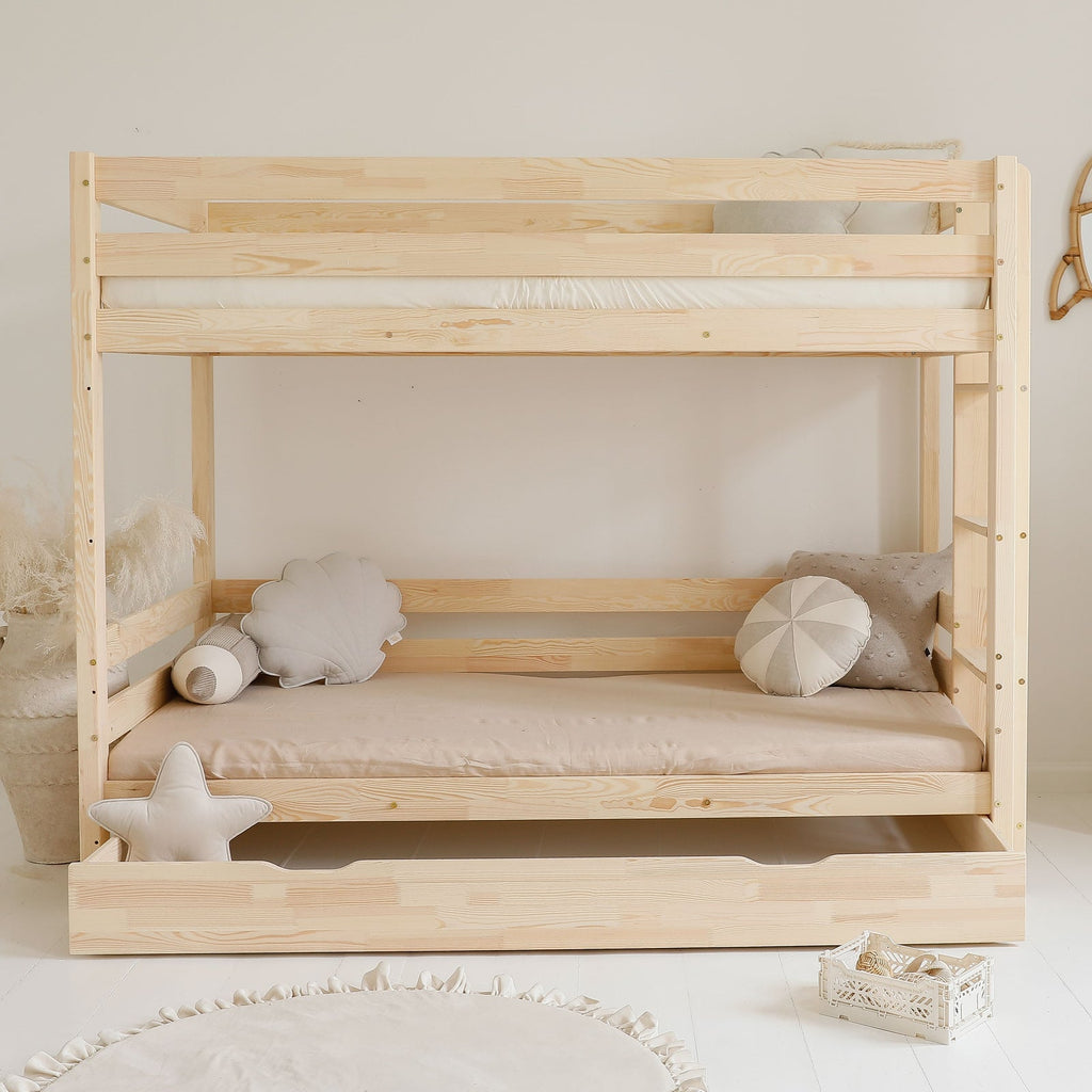 The Yellow Flamingo Single Bunk Bed With Drawer Atlanta Natural | 90x200cm