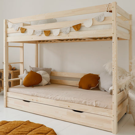 The Yellow Flamingo Single Bunk Bed With Drawer Atlanta Natural | 90x200cm