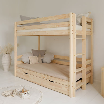 The Yellow Flamingo Single Bunk Bed With Drawer Atlanta Natural | 90x200cm