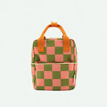 Sticky Lemon Backpack Small | Farmhouse Checkerboard Sprout Green + Flower Pink