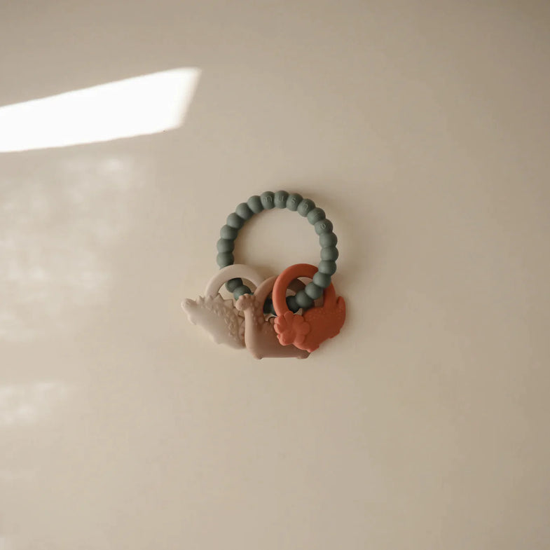 Mushie Teether Toy Silicone Dino Ring