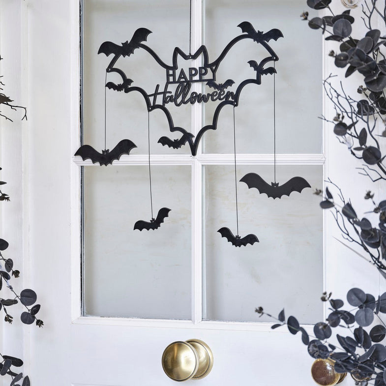 Ginger Ray black wooden bats plate | Happy Halloween