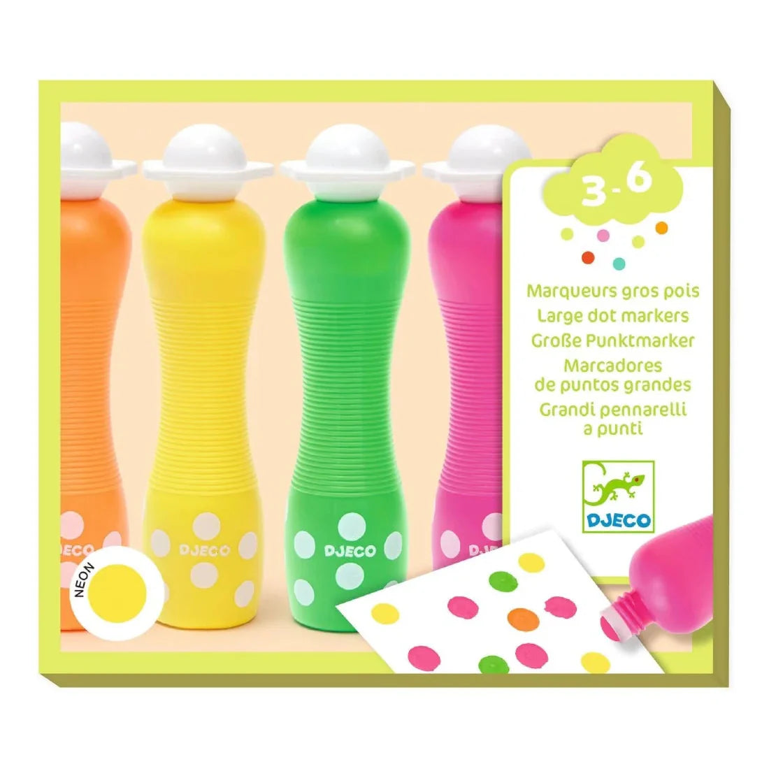 Djeco Set 4 Washable Foam Pens | Neon