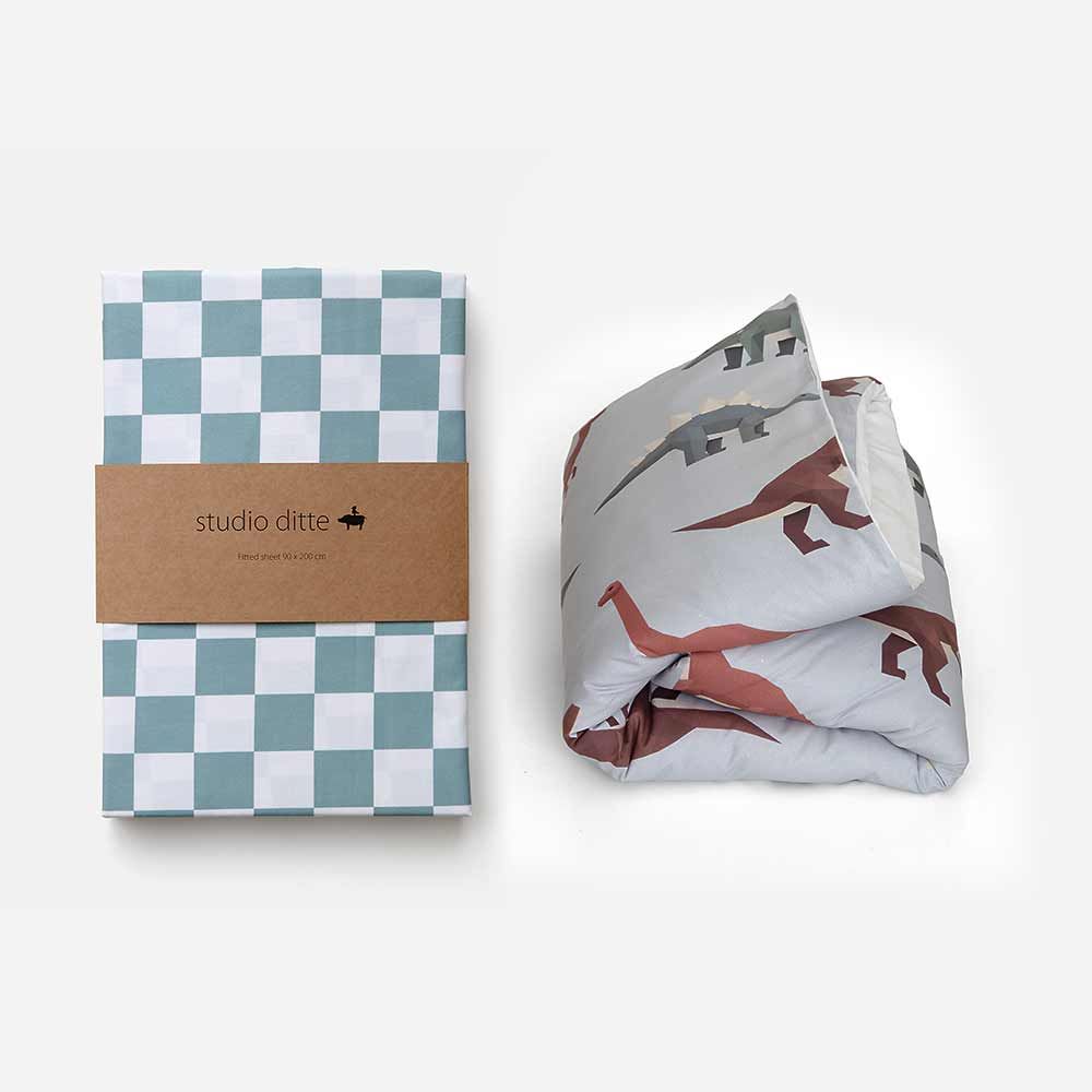 Studio Ditte Duvet Cover 120 x 150 cm With Pillowcase | Dinosaur Light Grey