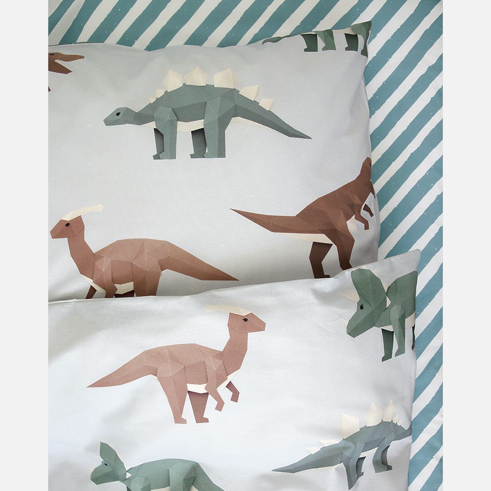 Studio Ditte Duvet Cover 120 x 150 cm With Pillowcase | Dinosaur Light Grey