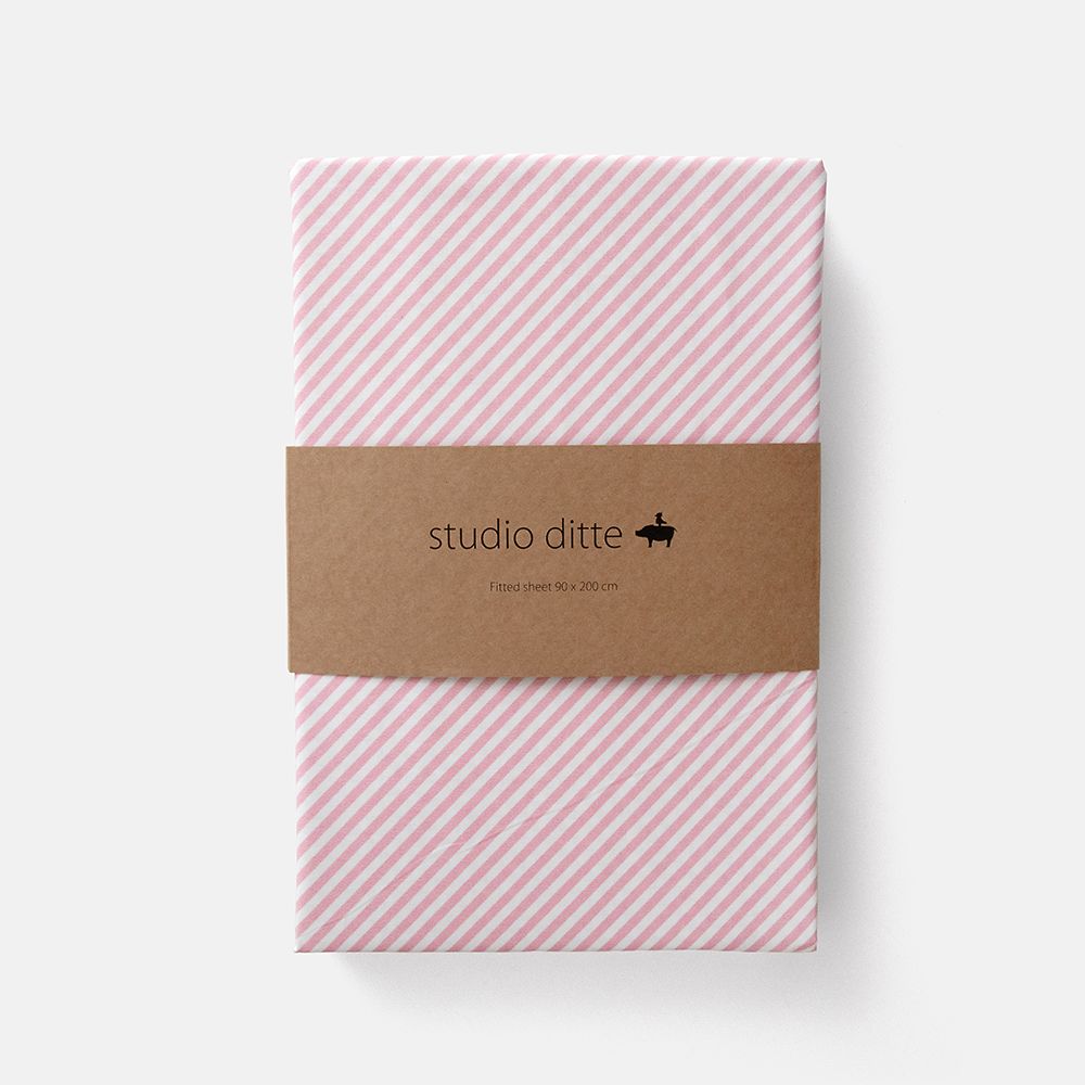 Studio Ditte Fitted Sheet Junior 70x150cm | Stripes Light Pink