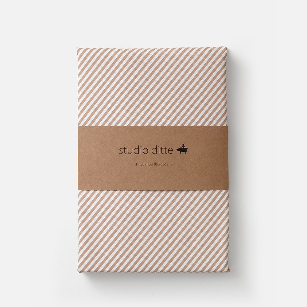 Studio Ditte Fitted Sheet 90x200cm | Stripes Toffee
