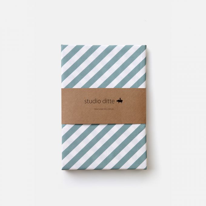 Studio Ditte fitted sheet Junior 90x200cm | Stripes Stone Blue