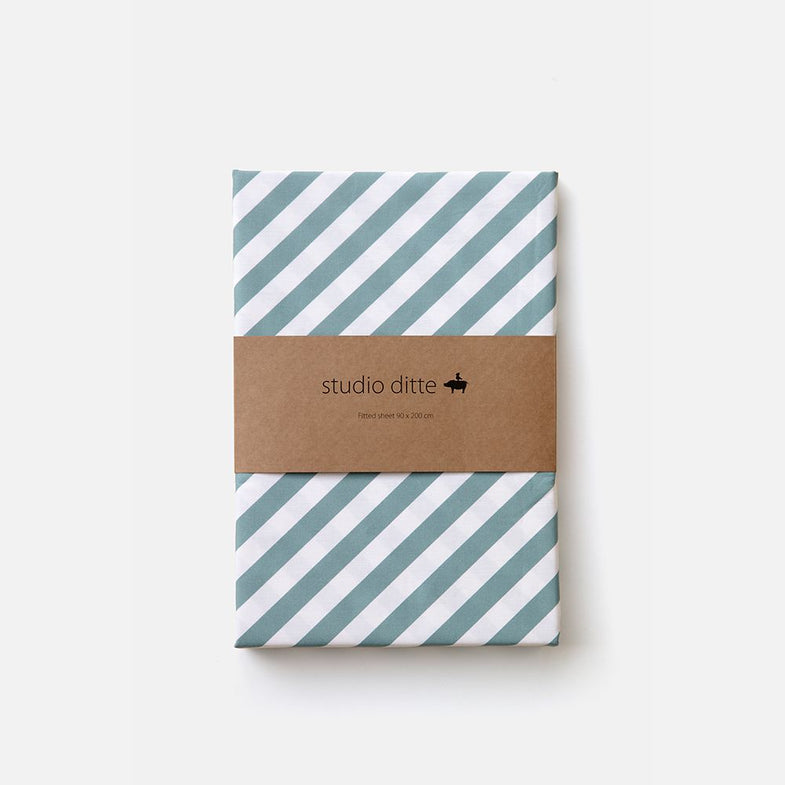 Studio Ditte Fitted sheet Junior 70x150cm | Stripes Stone Blue