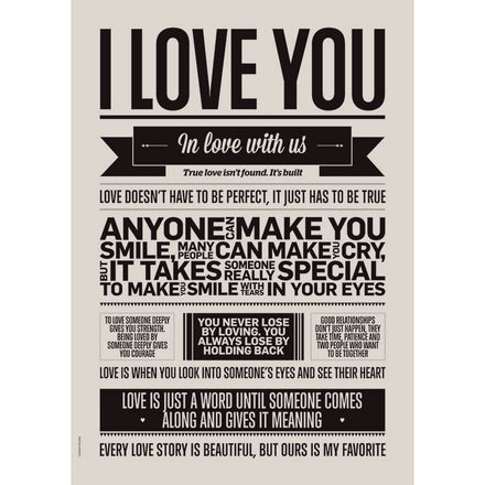 * I love my type poster 50x70cm - I love you - Gray
