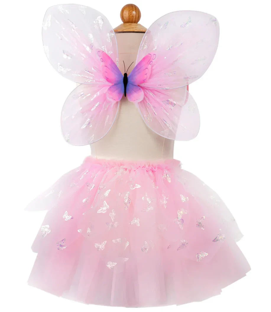 Great Pretenders Flutter Butterfly Skirt Wings & Magic Wand | Pink 4-6Y