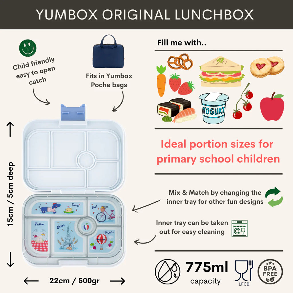 Yumbox Original 6 compartments Leak-proof Lunchbox | Hazy Grey Paris