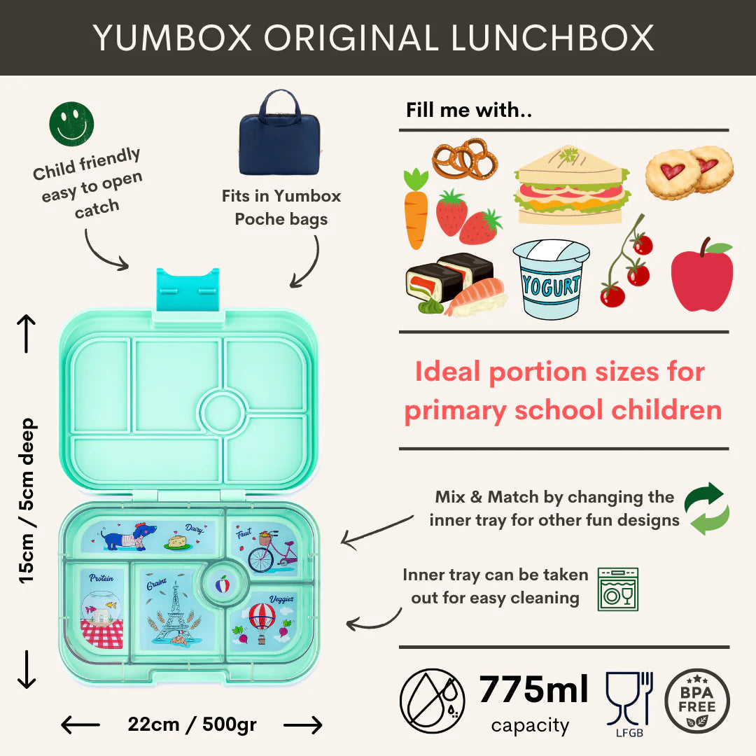 Yumbox Original 6 compartments Leak-proof Lunchbox | Serene Aqua Paris