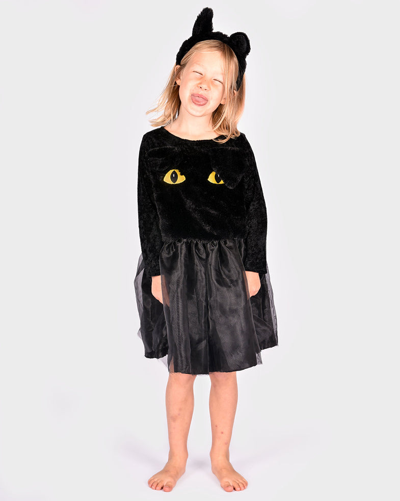 Den Goda Fen Dress 4-6Y | Cat Black